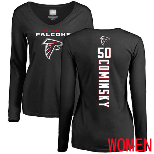 Atlanta Falcons Black Women John Cominsky Backer NFL Football #50 Long Sleeve T Shirt